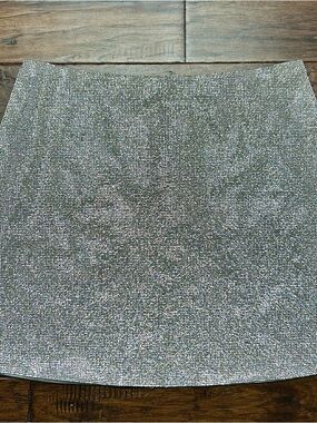 White Fox Rhinestone Mini Skirt XS/S Sparkly Silver Party Club